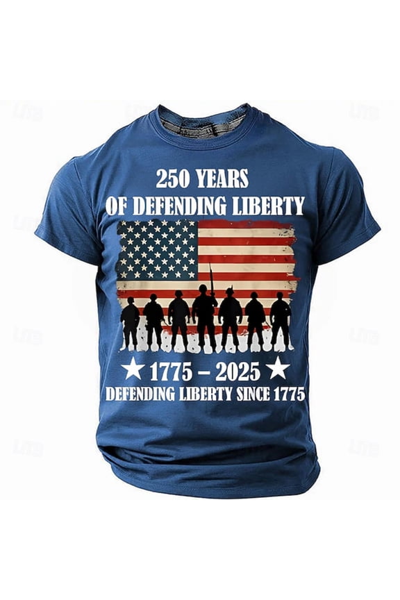 Men'S T-Shirts America Independence Day Red White And Blue Fashion Print Casual Short Sleeve Crew Neck Loose Fit For 4th Of July Outdoor Picnics Freedom Tee,Blue,S