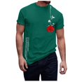 thumbnail image 1 of Rggeeun Men'S T-Shirts Cute Rose Floral Print Cotton Blend Lightweight Crew Neck Short Sleeve Relaxed Fit For Summer Travel Party Classic Tee,Green,Xxxl, 1 of 6