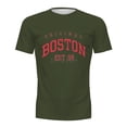 thumbnail image 1 of Rggeeun Men'S T-Shirts Fashion Boston Letter Print Short Sleeve Crew Neck Comfor Everyday Wear Casual Tops,Green,Xxxl, 1 of 4