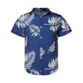thumbnail image 1 of Rggeeun Men'S T-Shirts Leaves Print Short Sleeve Collar with front Buttons Cardigan Loose Fit Soft Breathable for Summer Beach Lounging Simple Tee,Navy,Xl, 1 of 2