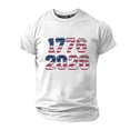 thumbnail image 1 of Rggeeun Men'S T-Shirts Red White And Blue Stripes 1776-2026 Graphic Print Short Sleeve Crew Neck Casual Comfortable For 4th Of July Pool Party Vintage Tee,White,Xxxxxl, 1 of 4