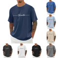 thumbnail image 1 of Rggeeun Men'S T-Shirts Solid Color Letter Print Short Sleeve Crew Neck Loose Fit Soft Breathable for Summer Office Wear Cool Tee,Navy,M, 1 of 5