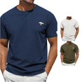 thumbnail image 1 of Rggeeun Men'S T-Shirts Solid Color Short Sleeve Crew Neck Soft Breathable Loose Fit for Summer Everyday Wear Leisure Tee,Navy,Xxxl, 1 of 9