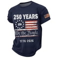 thumbnail image 1 of Rggeeun Men'S T-Shirts Stars And Stripes 250 Years We The People 1776-2026 Print Fireworks Holiday Short Sleeve Crew Neck For 4th Of July Outdoor Concert Freedom Tee,Navy,S, 1 of 5