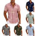 thumbnail image 1 of Rggeeun Men'S T-Shirts Tie-Dye Striped Pattern Short Sleeve Collar with front Buttons Cardigan Loose Fit Soft Breathable for Summer Workout Cozy Tee,Light Pink,Xl, 1 of 4