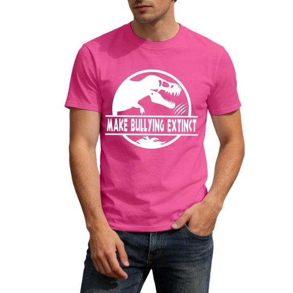 Rggeeun Men'S Tee Cute Dinosaur Graphic Print Short Sleeve Crew Neck Knit For Summer Daily Baseball Sports Versatile Tops,Pink,Xxl