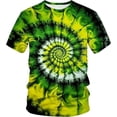 thumbnail image 1 of Rggeeun Men'S Tee Gradient Tie Dye Style Multicolor 3D Printing Cute Short Sleeve Crew Neck Knit For Beach Lounging Fashion Tee,Black,L, 1 of 2