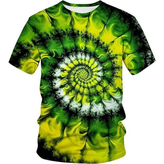 Rggeeun Men'S Tee Gradient Tie Dye Style Multicolor 3D Printing Cute Short Sleeve Crew Neck Knit For Beach Lounging Fashion Tee,Black,L