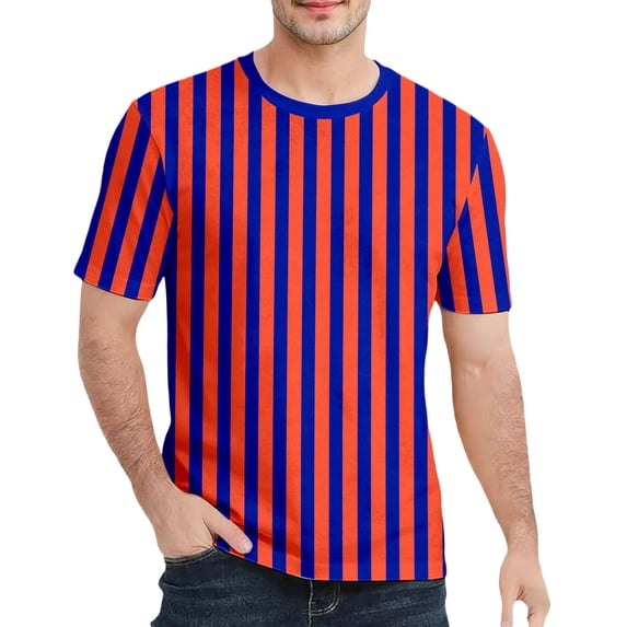 Rggeeun Men'S Tee Stylish Vertical Stripes Print Cotton Knit Crew Neck Short Sleeve Slim Fit For Summer Daily Wear Comfort Tops,Brick Red,L