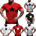 thumbnail image 1 of Rggeeun Men'S Tshirts Solid Color Slim Fit Stars Print Short Sleeve Crew Neck Lightweight for Summer Outdoor Wear Simple Shirts,Wine,Xxxl, 1 of 4