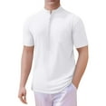 thumbnail image 1 of Rggeeun Men Tee Short Sleeve Solid Color Stand Collar Top Shirt Soft And Breathable For Sports And Daily Wearing In Spring ,White,L, 1 of 5