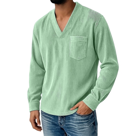 Rggeeun Men Tshirts Notch V Neck Long Sleeve Solid Color Soft Comfort Fit Casual Top For Everyday Wear And Versatile Style,GN2,M