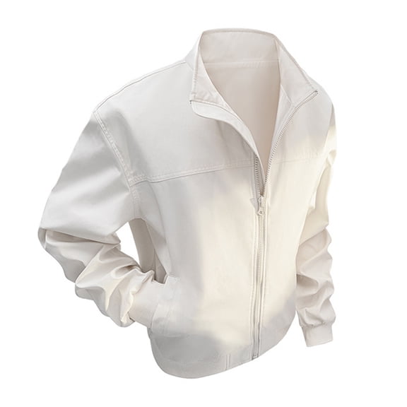 Rggeeun Men's Casual Jackets Lightweight Comfortable Zip Up Loose Fit Sports Outerwear For Daily Wear Outdoor Activities Outwear Classic