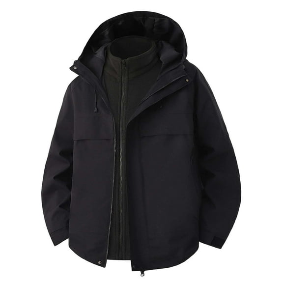 Rggeeun Men's Casual Jackets Windproof Lightweight Outdoor Hooded Jacket For Hiking Travel Workwear Winter Coat Outwear Streetwear