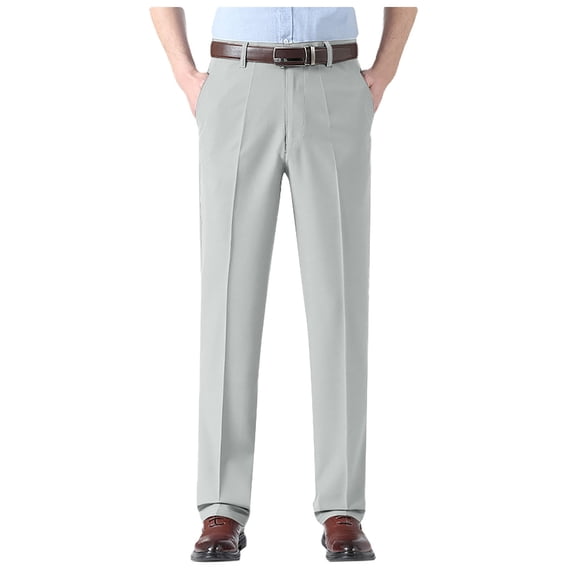 Rggeeun Men's Dress Pants Mens Hidden Expandable Waistband Classic Fit Front Pleated Dress Pant Trousers Pants For Men