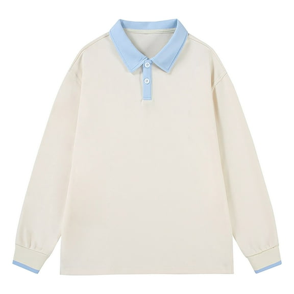 Rggeeun Men's Long Sleeve Polo Shirts Male Heavy Solid Color Sweatshirt Hoodie Loose Lapel Shirt Assorted Coat Tops Fashion