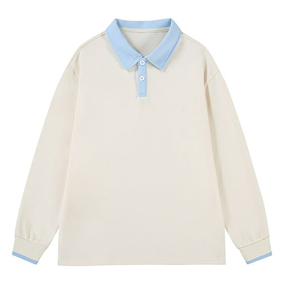 Rggeeun Men's Long Sleeve Polo Shirts Male Heavy Solid Color Sweatshirt Hoodie Loose Lapel Shirt Assorted Coat Tops Fashion