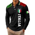 thumbnail image 1 of Rggeeun Men's Long Sleeve Polo Shirts Male Slim Fit With Print Design For Fall Winter Tops Golf Shirts For Men, 1 of 4
