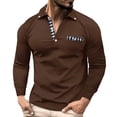 thumbnail image 1 of Rggeeun Men's Long Sleeve Polo Shirts Male Spring And Fall Daily Casual Patchwork Checkered Lapel Top Fashion, 1 of 5