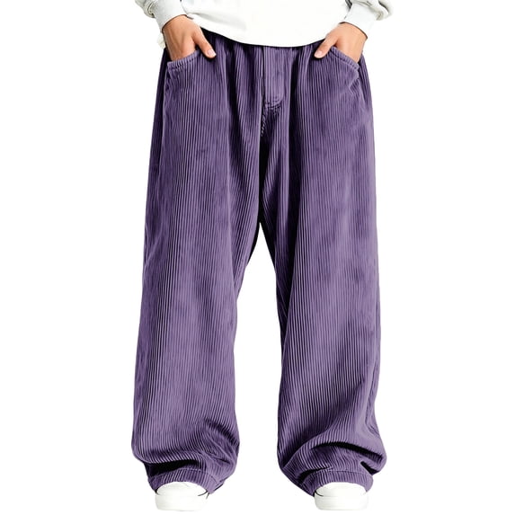 Rggeeun Men's Pants Corduroy Casual Trousers Classic Relaxed Straight Leg Pants Soft Ribbed Fabric For Everyday Wear Durable Versatile Bottoms For Business Leisure Outings Pants For Men