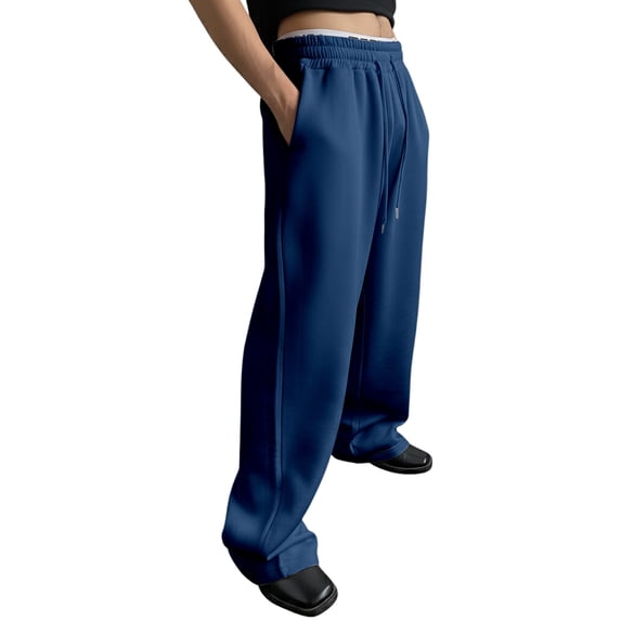 Rggeeun Men's Pants Loose Fit Straight Leg Drawstring Waist Comfortable Trousers With Pockets For Daily Wear And Sports Fashion