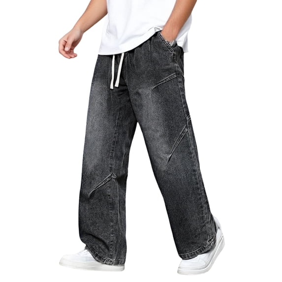 Rggeeun Men's Pants Mens Casual Stretch Denim Pants Comfortable Relaxed Fit Jeans For Daily Wear With Classic Design And Durable Fabric Fashion