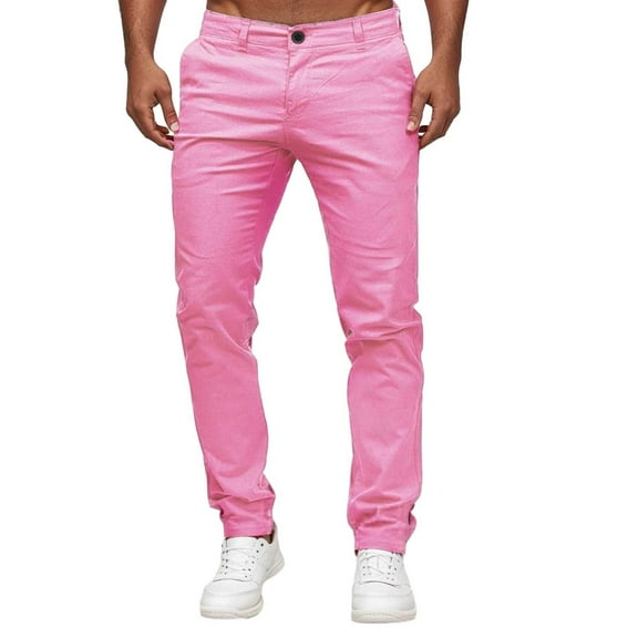 Rggeeun Men's Pants Slim Waist Full Trousers Men's Casual Solid Color Mid Pocket Length Fashion Pant Men's Pants For Men Outdoor