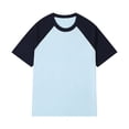 thumbnail image 1 of Rggeeun Men's Tee Solid Color O-Neck Short Sleeve Top Tee Loose And Soft For Daily And Outdoors Activities Wearing,Blue,XXXXXL, 1 of 2