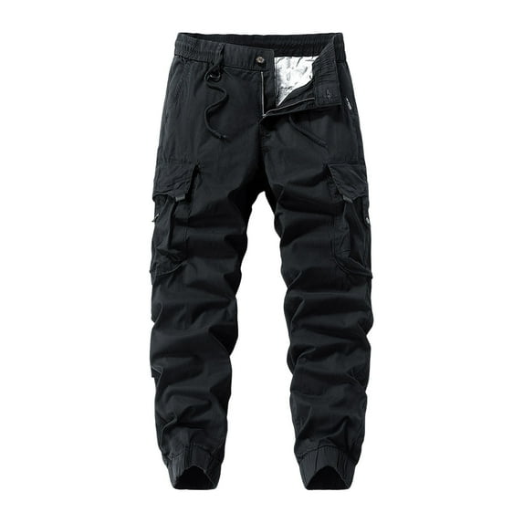 Rggeeun Mens Cargo Pants Male Joggers Slim Fit Pocket Outdoor Casual Tapered Work Pants Comfortable Lightweight Utility Hiking Travel Trousers