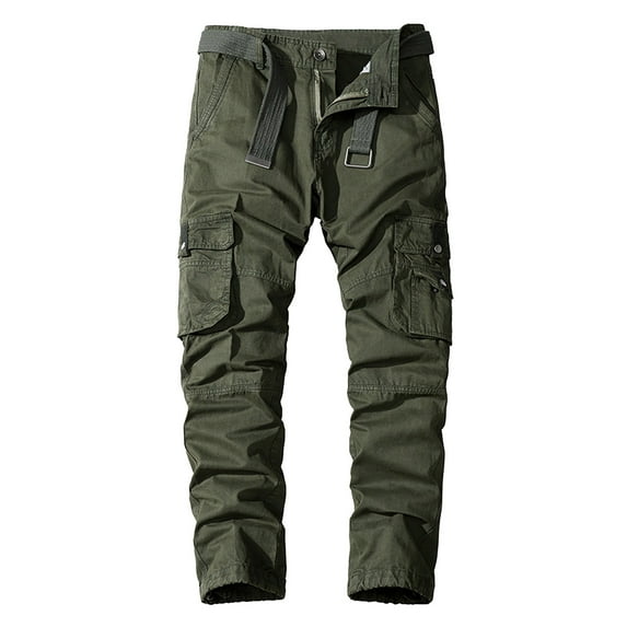 Rggeeun Mens Cargo Pants Male Solid Color Casual Pants Work Pants Pocket Straight Leg Pants Loose Fit Joggers With Multi Pockets Trousers