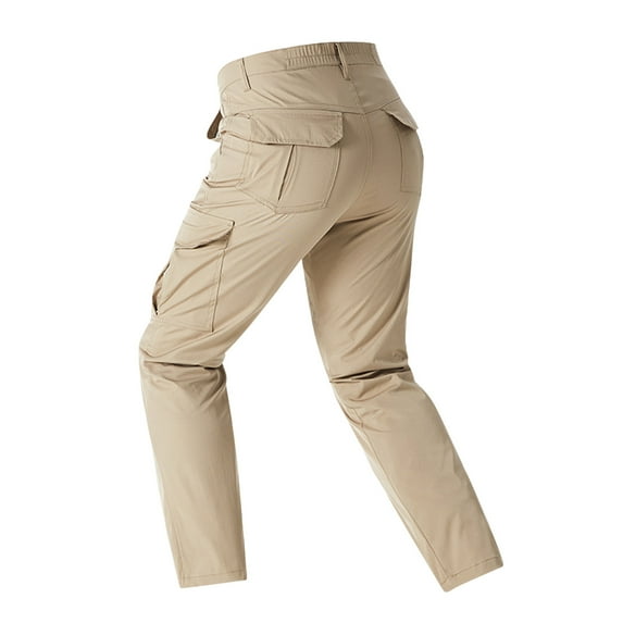Rggeeun Mens Cargo Pants Male Straight Loose Fit Outdoor Hiking Casual Work Pants With Multiple Pockets Elastic Waist Comfortable For Spring Fall Joggers Fashion