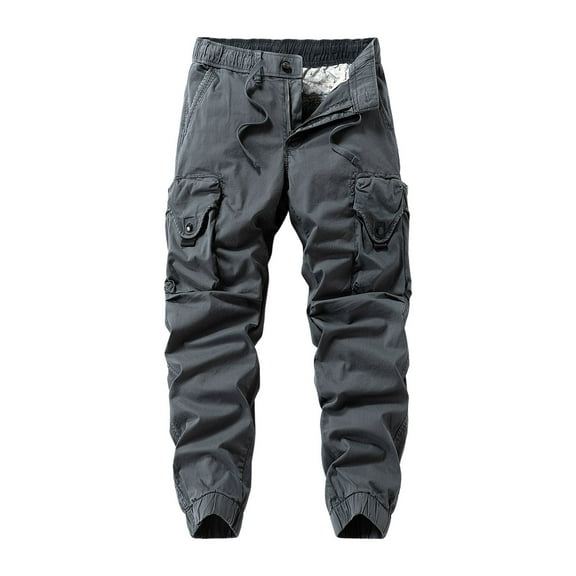 Rggeeun Mens Cargo Pants Male Workout Jogger Casual Trousers With Multiple Pockets Slim Fit Outdoor Hiking Comfortable Durable Lightweight Joggers Trousers