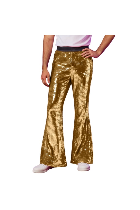 Mens Casual Pants Festive Sequin Party Flare Pants For Casual Wear Shimmering Trousers For Nightlife And Events Classic