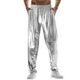 thumbnail image 1 of Rggeeun Mens Casual Pants Men's Shiny Metal Shiny Casual Pants Trousers Comfortable, 1 of 4