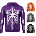 thumbnail image 1 of Rggeeun Mens Halloween Sweatshirt Hoodie Skeleton Graphic Soft Long Sleeve Tops with Pocket Fall Winter Pullover Evening Party Comfort,Purple,M, 1 of 4