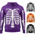 thumbnail image 1 of Rggeeun Mens Halloween Sweatshirt Hoodie Skeleton Graphic Soft Long Sleeve Tops with Pocket Fall Winter Pullover Outdoor Activities Casual,Purple,S, 1 of 4