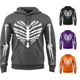 thumbnail image 1 of Rggeeun Mens Halloween Sweatshirt Hoodie Skeleton Graphic Soft Long Sleeve Tops with Pocket Fall Winter Pullover Outdoor Picnics Basic,Gray,XL, 1 of 4
