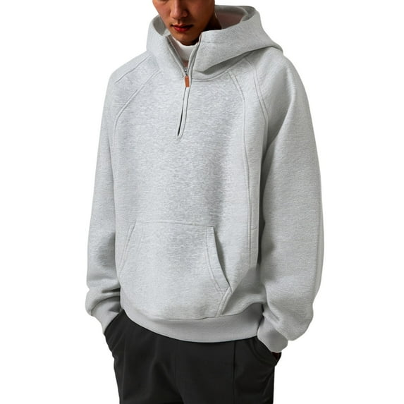 Rggeeun Mens Hoodie Men's Half Zip Hoodie Slim Fit Collar Pullover Casual Jacket For Autumn Winter Spring Everyday Wear 2025 Fall Fasion