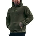 thumbnail image 1 of Rggeeun Mens Hoodies Pullover Man Autumn Hoodie Fuzzy Solid Color Letter Label Long Sleeve Pockets Hooded Sweatshirt Streetwear, 1 of 8