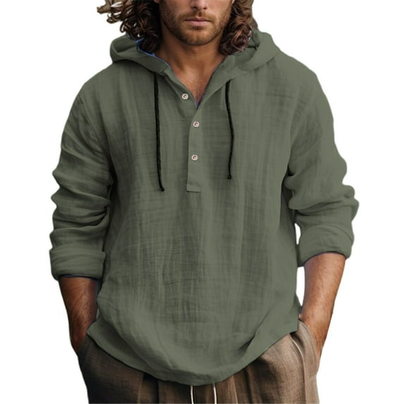 Rggeeun Mens Hoodies Pullover Men's Casual Hoodie Pullover Sweatshirt For Spring Summer Comfortable Plain Hooded Top Solid Color Long Sleeve Fall Winter Stylish