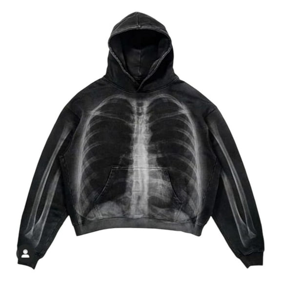 Rggeeun Mens Hoodies Pullover Men's Skeleton Print Hoodie Slim Fit Pullover For Casual Comfortable Hooded Jacket Long Sleeve Fall Winter Loose Sweatshirts