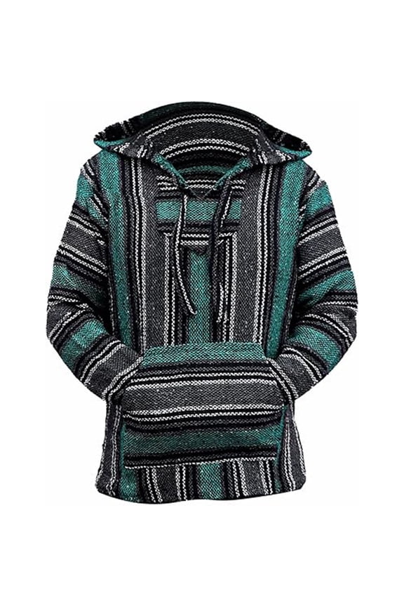 Mens Hoodies Pullover Mexican Hoodie Hippie Surf Poncho Sweater Long Sleeve Stripe Pullover Fall Winter Relaxed Fit Sweatshirt Leisure