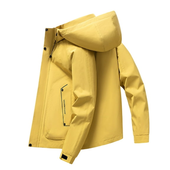 Rggeeun Mens Jacket Men's Fall Winter Workwear Hooded Jackets Loose Outdoor Casual Long Sleeve Jacket Coat Outwear Classic