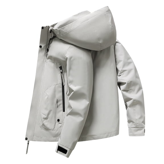 Rggeeun Mens Jacket Men's Fall Winter Workwear Hooded Jackets Loose Outdoor Casual Long Sleeve Jacket Coat Outwear Classic