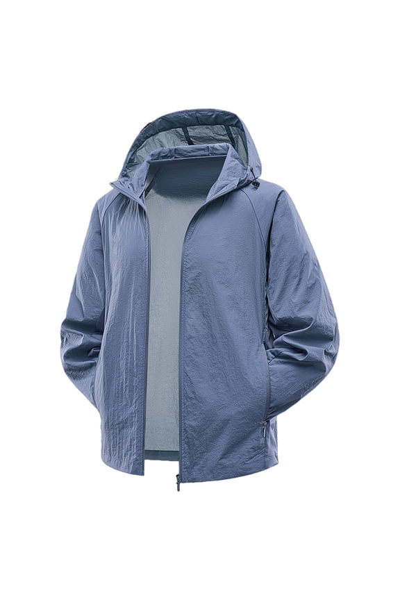 Mens Jacket Men's Lightweight Casual Hooded Jacket For Spring Fall Outdoor Sports Thin Long Sleeve Zip Up Coat With Solid Color Outwear Streetwear