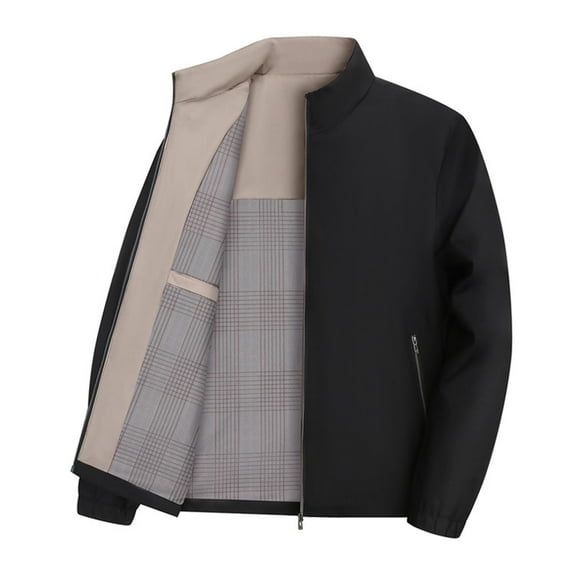 Rggeeun Mens Jacket Solid Color Hooded Zipper Jacket Men's Casual Loose Sports Comfortable Outdoor Jacket Outwear Classic