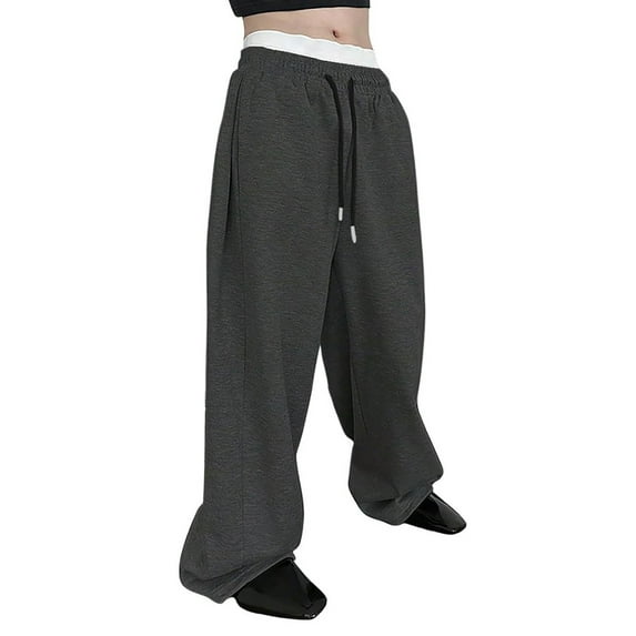 Rggeeun Mens Pants Loose Fit Straight Leg Drawstring Waist Comfortable Trousers With Pockets For Daily Wear Sports Breathable
