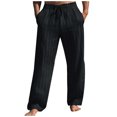 thumbnail image 1 of Rggeeun Mens Pants Summer Linen Straight Stripes Comfortable Breathable Outdoor Stretch Pants With Drawstring Pants For Men Outdoor Trousers, 1 of 4