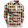 thumbnail image 1 of Rggeeun Mens Polo Shirts Male Christmas Fashion Leisure Comfortable 3D Printing Holiday Lapel Half Zipper Shirt Long Sleeve Shirt Blouse Tops Classic, 1 of 4