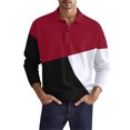 thumbnail image 1 of Rggeeun Mens Polo Shirts Male Fashion Casual Patchwork Button Long Sleeve Top Shirt Classic Collared Golf Shirts Classic, 1 of 4